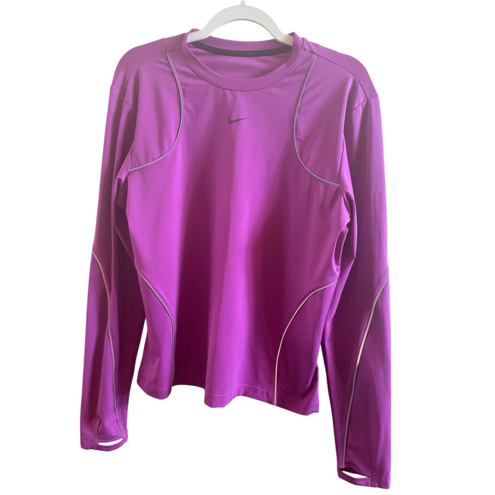 Nike Women's Running Division Hot Fushia‎ XL Top Reflective Piping Dri Fit Tech